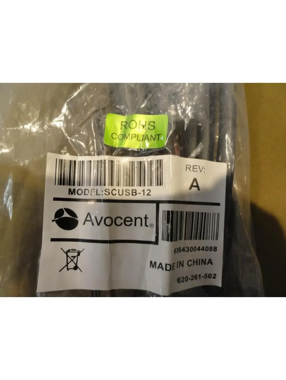 NEW AVOCENT AVRIQ USB Model 620-261-502 ROHS COMPLIANT 12 FEET SCUSB-12